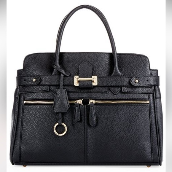 JustFab Handbags - JUSTFAB Legacy Black Faux Leather Handbag Tote